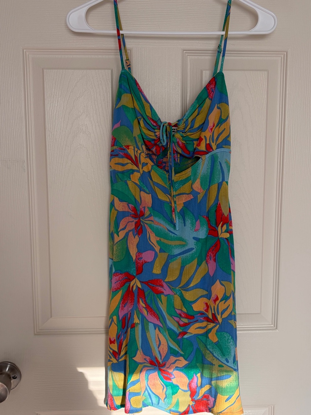 Tropical Floral Slip Dress - Teal Multicolor